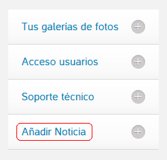 Añadir noticia en el menú de usuarios