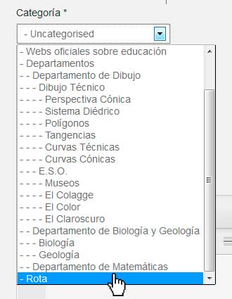 Seleccionamos la categoría adecuada para nuestro enlace