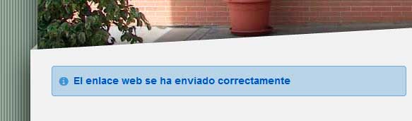 El sistema emite un mensaje confirmando el envío del enlace.