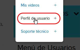 Seleccionamos -Perfil de usuario- en el menú de usuarios para acceder al mismo